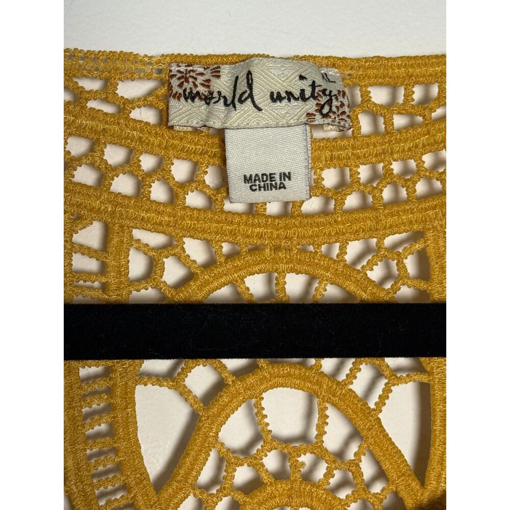World Unity Tunic Size Xl With Yellow Crocheted B… - image 3